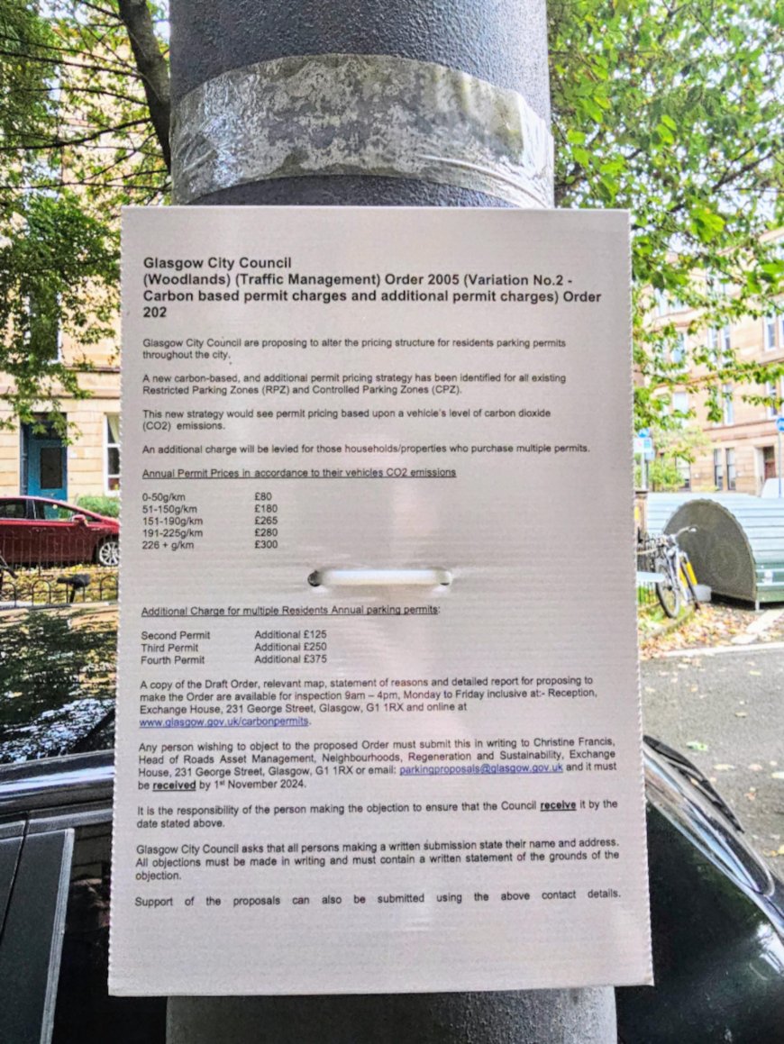 Glasgow locals left fuming as ‘pay by emission’ parking permit increases – with some trebling in price  --[Reported by Umva mag]