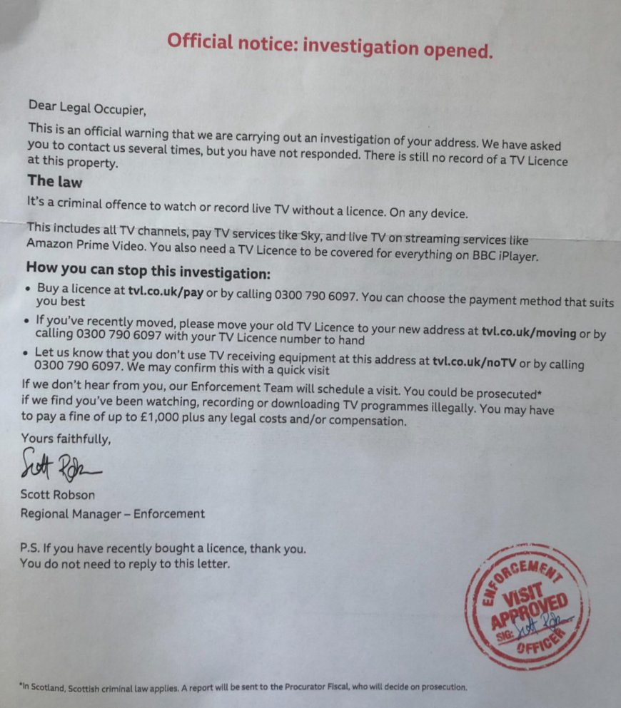 BBC’s TV licencing enforcement officers continue to threaten home visit despite woman allegedly twice proving that she doesn’t watch TV   --[Reported by Umva mag]