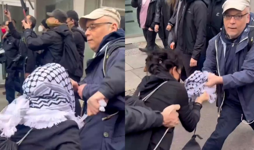 Israel supporters attack woman wearing keffiyeh in Germany --[Reported by Umva mag]