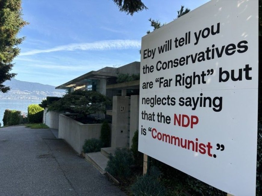 'NDP is Communist' sign erected outside Lululemon founder's mansion has neighbours talking --[Reported by Umva mag]