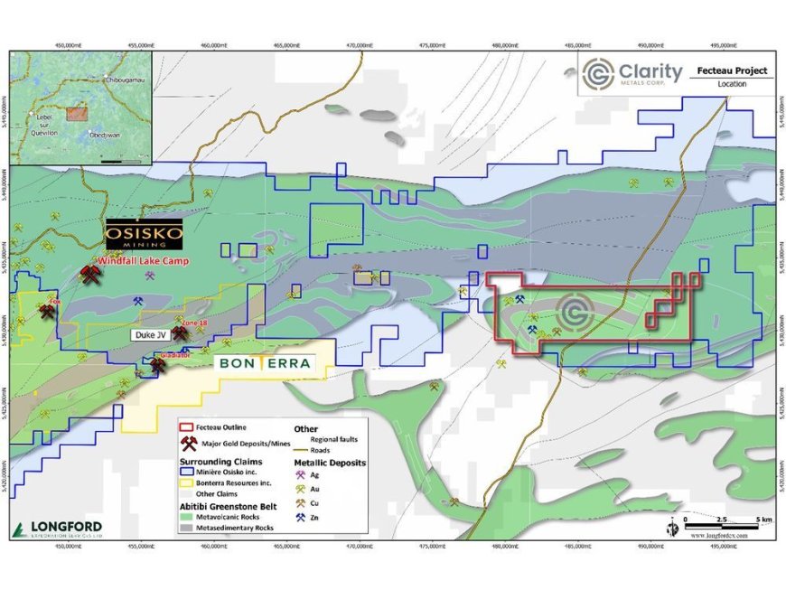 Clarity Metals Provides Update on Fecteau Gold Project --[Reported by Umva mag]