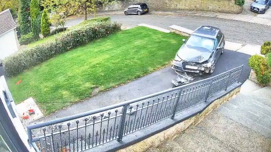 Shock moment car smashes HEAD ON into family home in botched U-turn on driveway --[Reported by Umva mag]