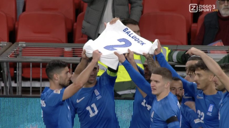 (Photo) Greece players issue touching tribute to George Baldock immediately after Pavlidis’ Wembley goal --[Reported by Umva mag]