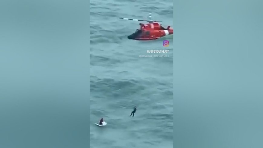 Coast Guard video shows helicopter crew rescue man floating on a cooler 30 miles off Florida coast --[Reported by Umva mag]