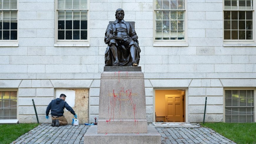 Anti-Israel agitators deface Harvard statute day after Oct. 7 anniversary: ‘Bring the war home’ --[Reported by Umva mag]