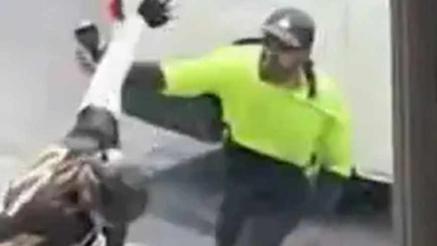 Watch moment lycra-wearing cyclist brawls with delivery driver after accusing van of ‘cutting him off’ on road --[Reported by Umva mag]